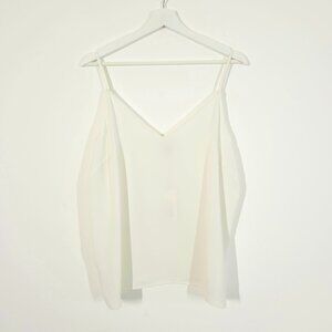 a new day Cream V Neck Flowy Tank Top